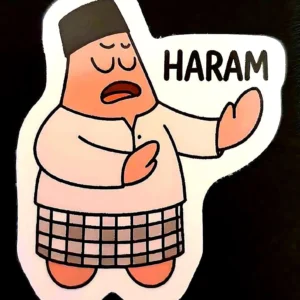 haram muslim patrick from spongebob forbidding the evil sticker (5 cm) • waterproof vinyl