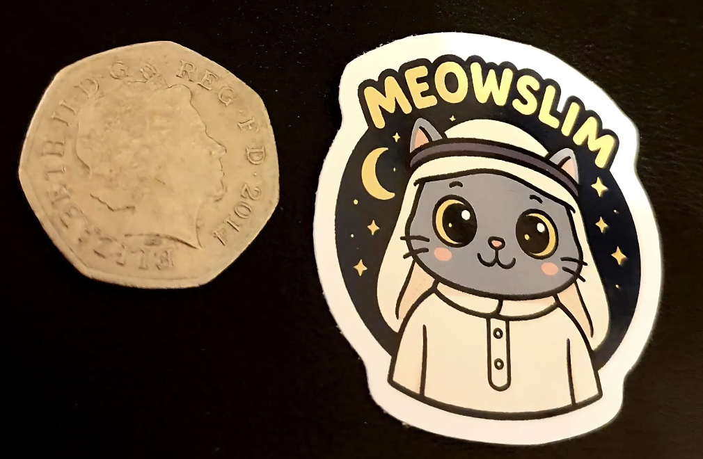 Meowslim – Muslim Crescent Night Cat Sticker (5 cm) • Waterproof Vinyl - Image 2