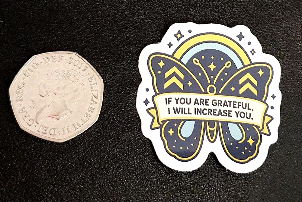 Quran Butterfly Sticker, Islamic Gratitude Gift, Waterproof Vinyl (5 cm) - Image 2