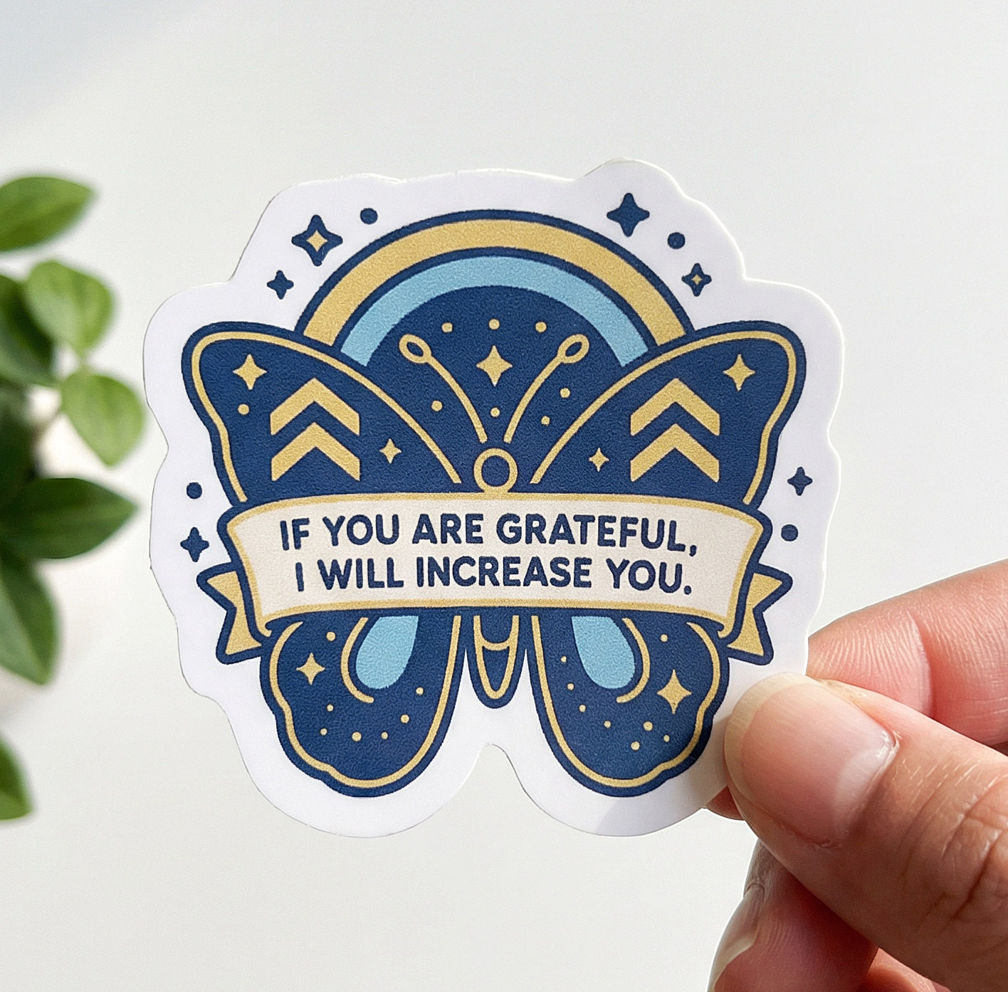 Quran Butterfly Sticker, Islamic Gratitude Gift, Waterproof Vinyl (5 cm)