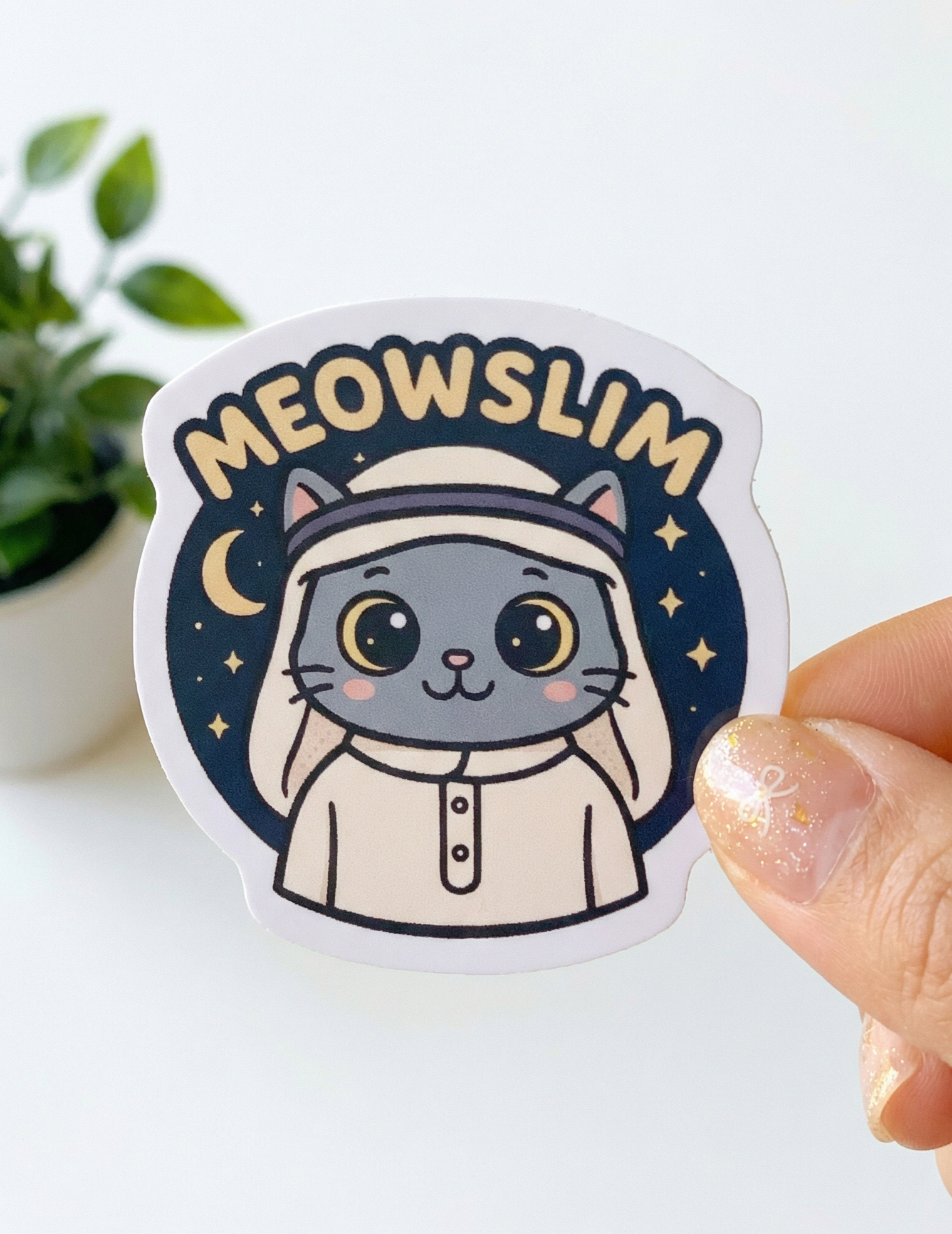Meowslim Cat Sticker (5 cm) • Waterproof Vinyl