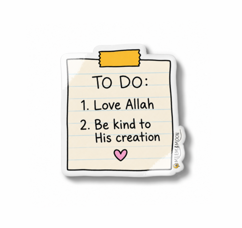 Love Allah, Be Kind to His Creation sticky note (5.5 cm) • Waterproof Vinyl