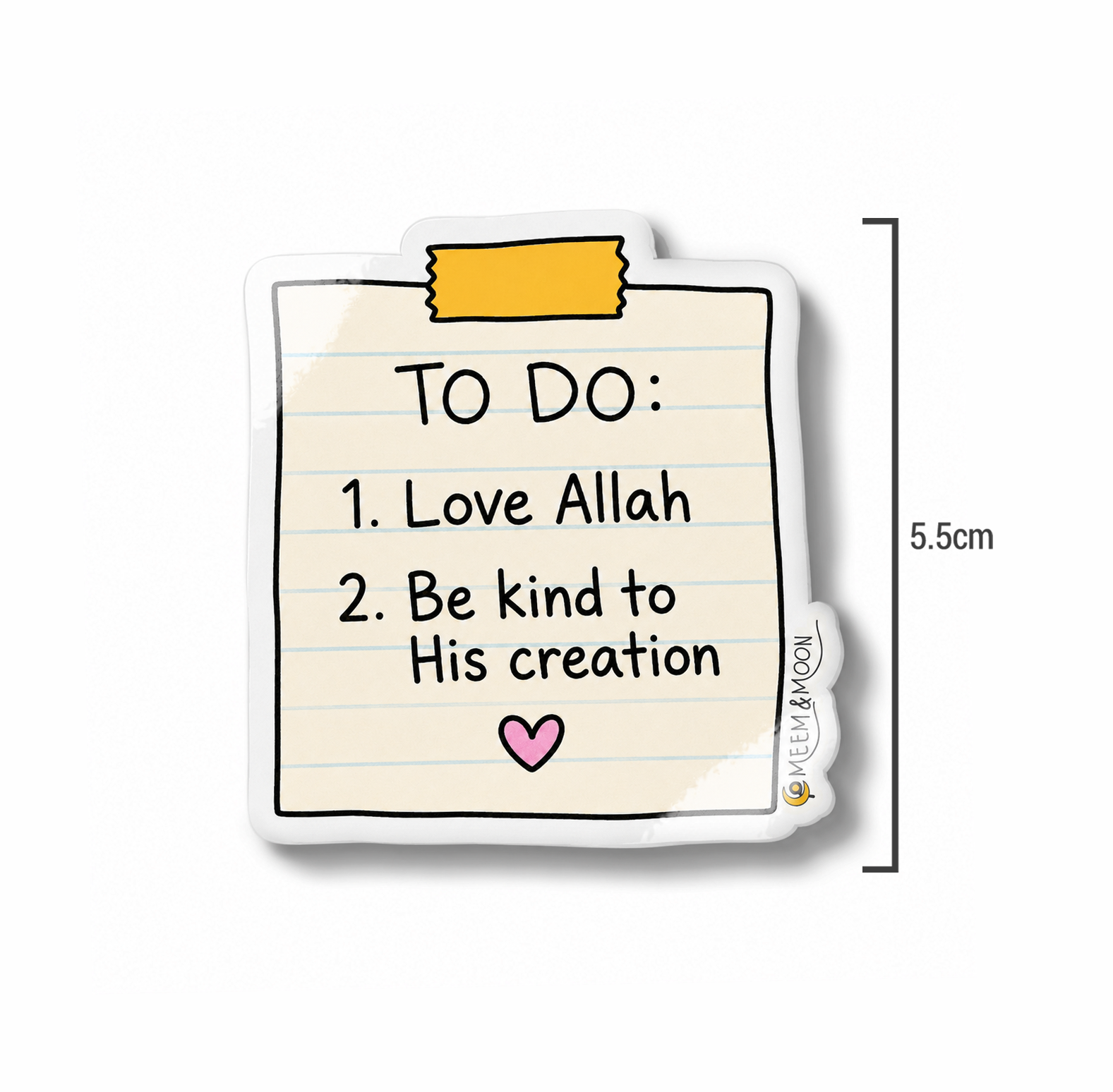 Love Allah, Be Kind to His Creation sticky note (5.5 cm) • Waterproof Vinyl - Image 2