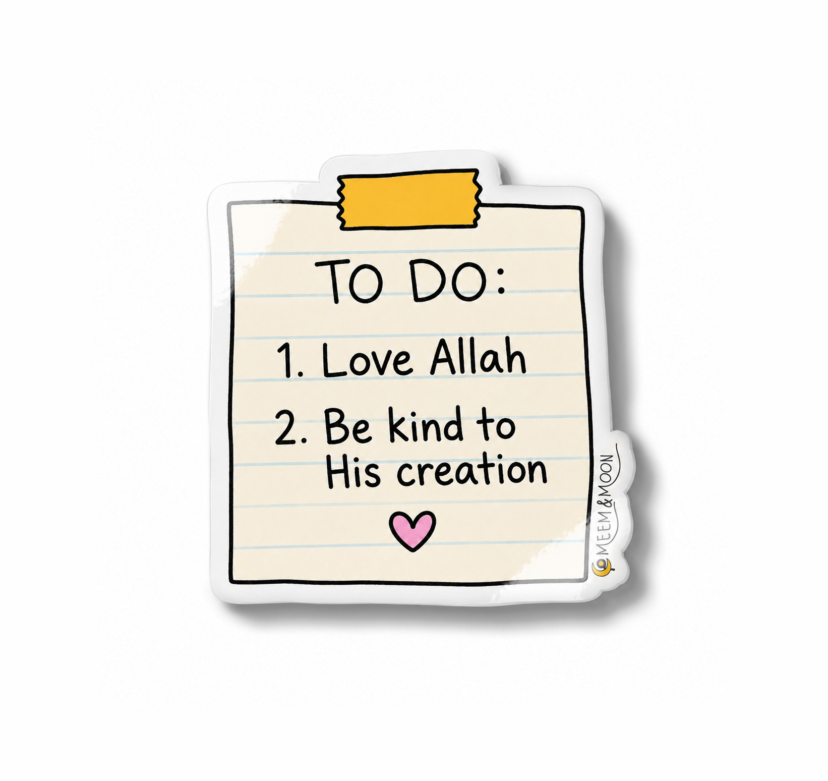 Love Allah, Be Kind to His Creation sticky note (5.5 cm) • Waterproof Vinyl