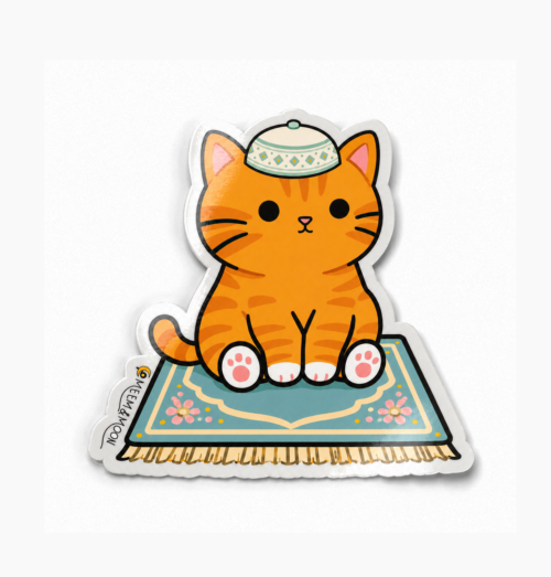 Muslim Ginger cat in kufi hat sticker (5.5 cm) • Waterproof Vinyl