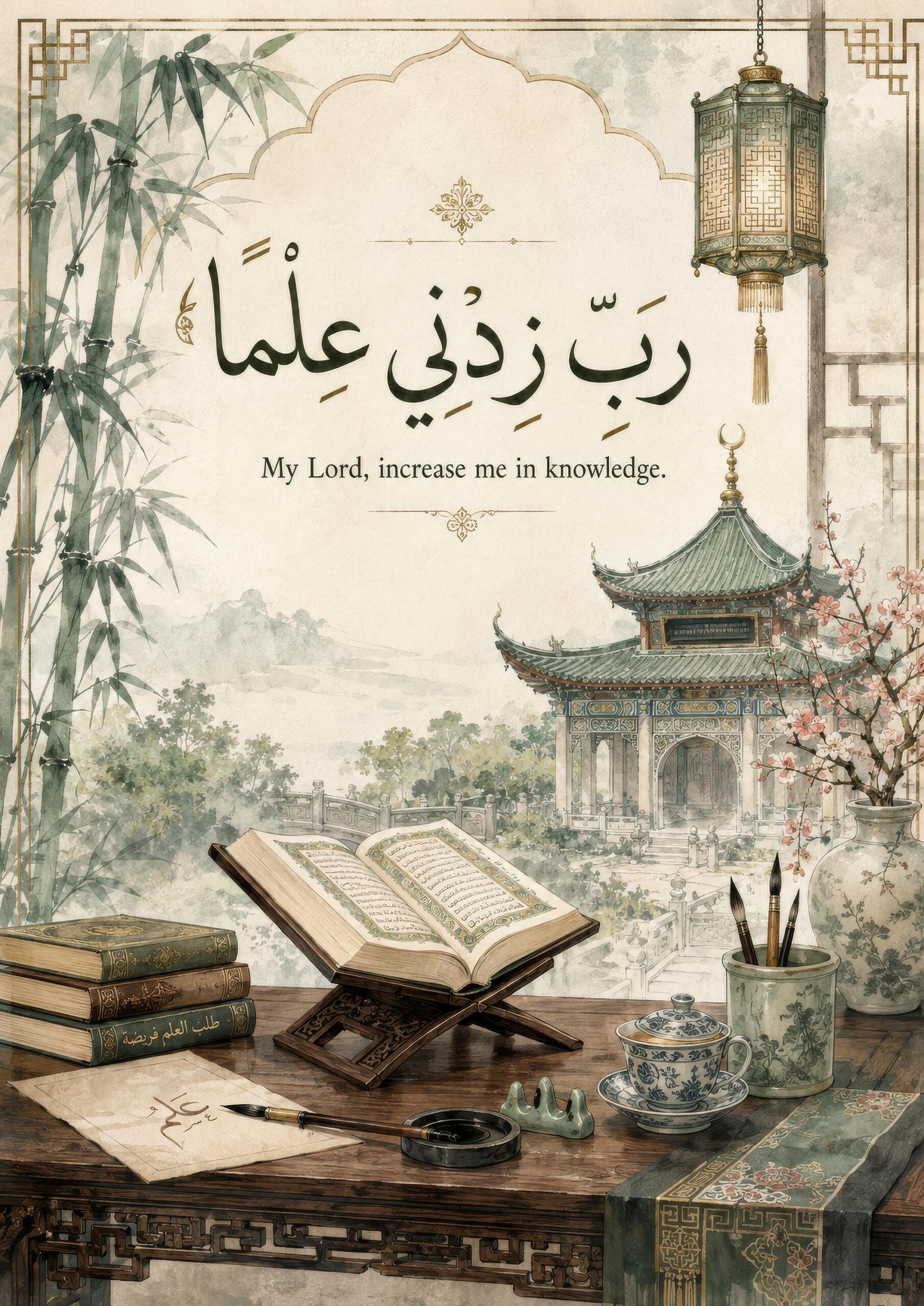 Rabbi Zidni Ilma Islamic Wall Art Print, Unframed A4 A5, My Lord Increase Me in Knowledge, Quran Study Room Decor - Image 2