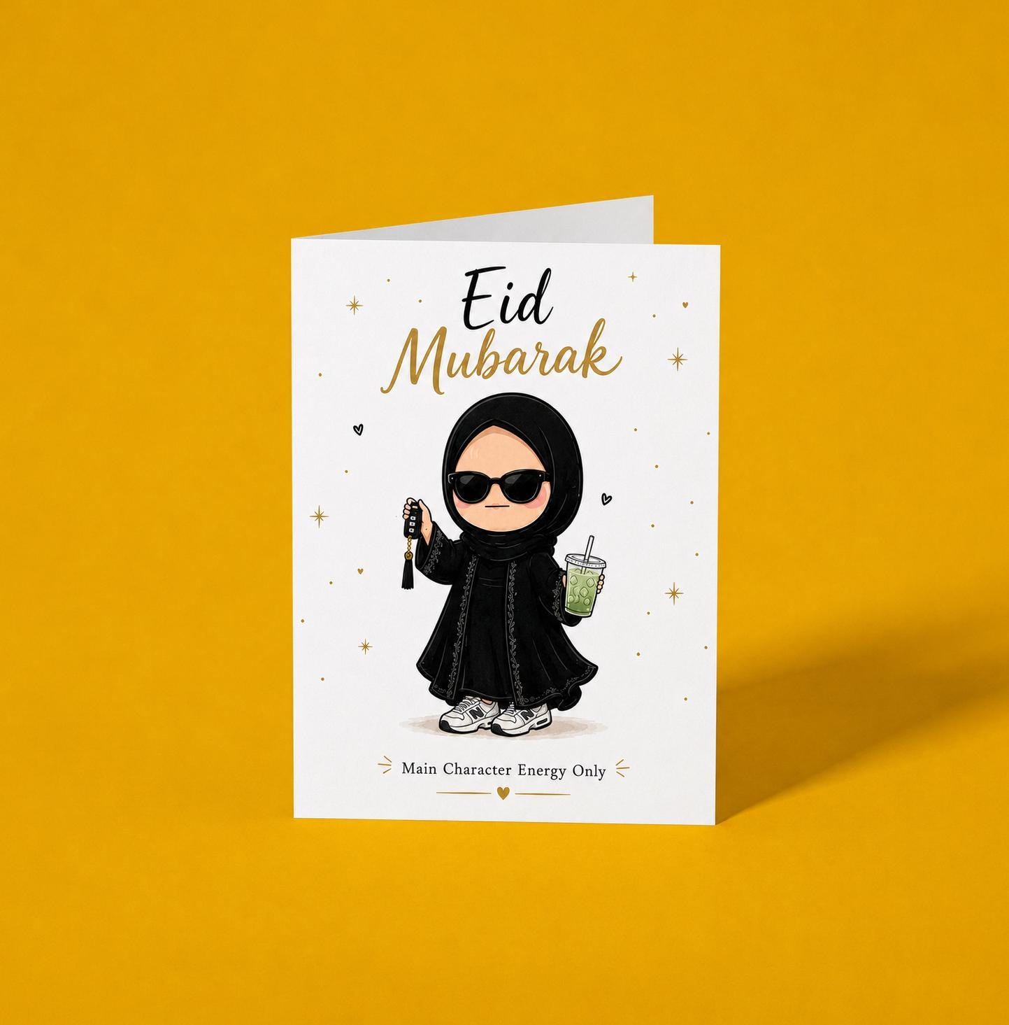 Eid Mubarak Main Character Energy Only A6 Card, Handmade Funny Muslim Eid Card, Hijabi Eid Greeting Card UK