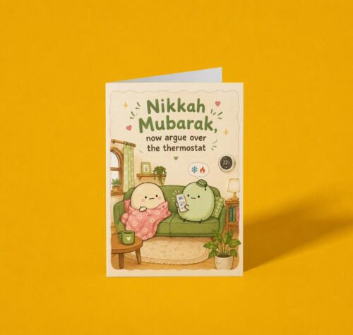 Funny Thermostat Nikkah Mubarak Card - Funny Nikkah Mubarak A6 Card, Handmade Muslim Wedding Card, Thermostat Marriage Card, Printed in UK