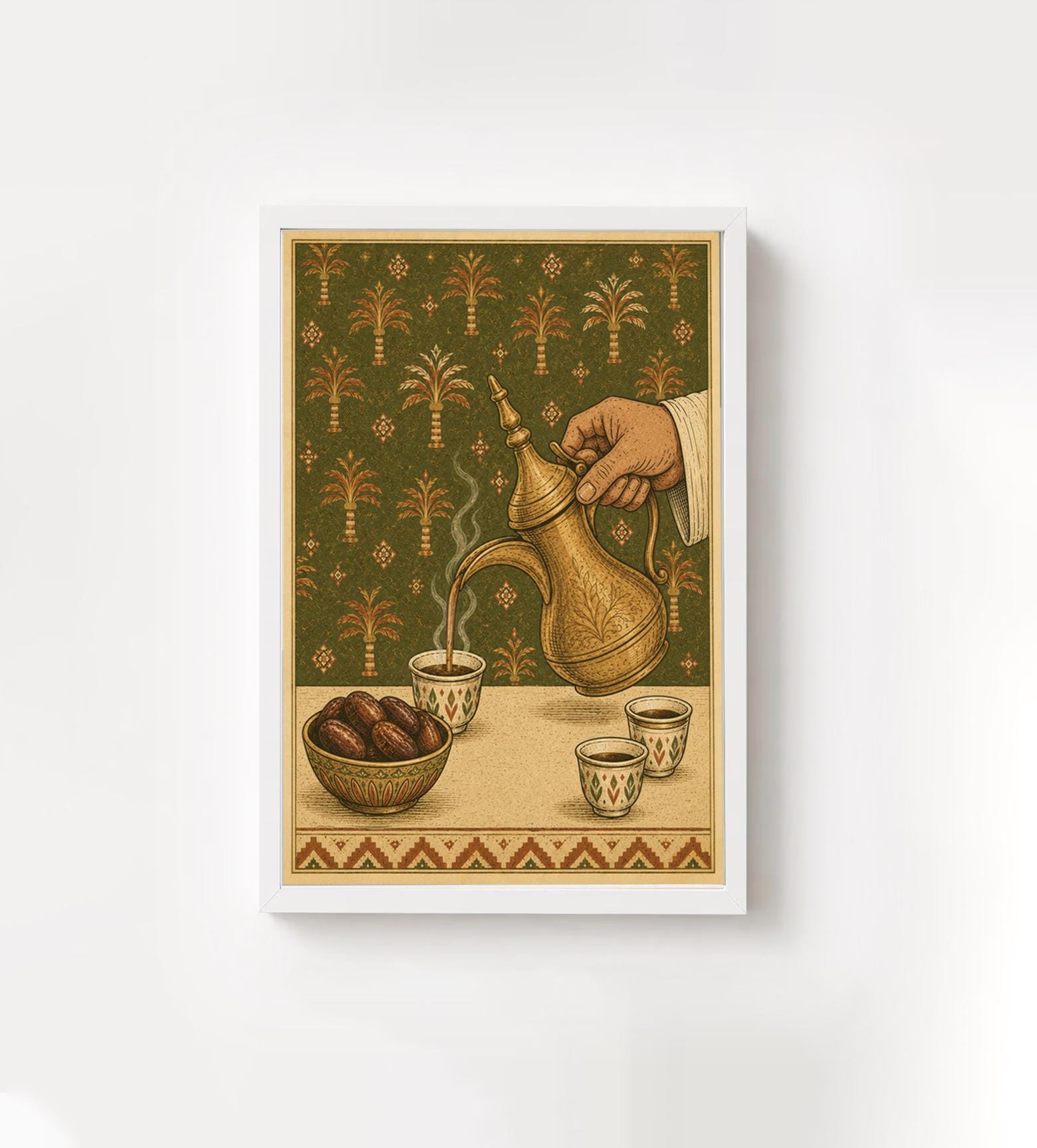 Arabic Coffee and Dates Wall Art Print, Unframed A4 A5, Dallah Coffee Poster, Islamic Kitchen Decor